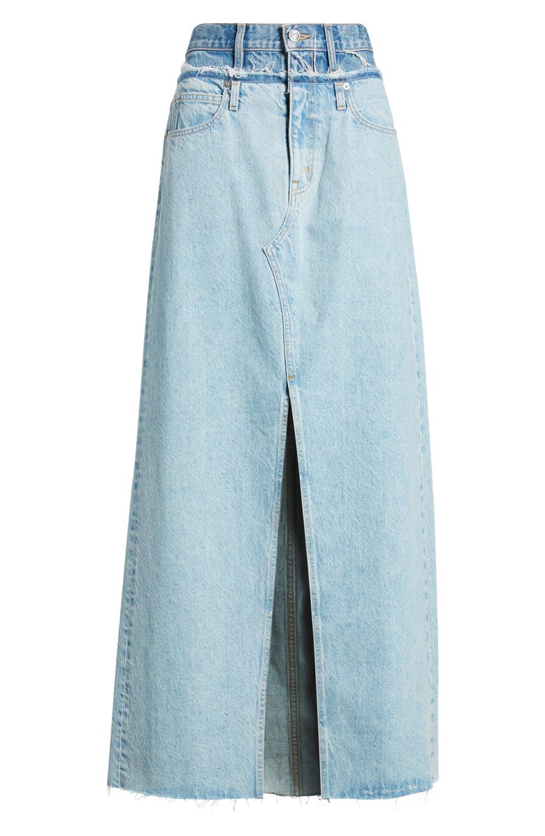 SLVRLAKE Re-Work Dallas Double High Waist Organic Cotton Denim Maxi Skirt, Alternate, color, 