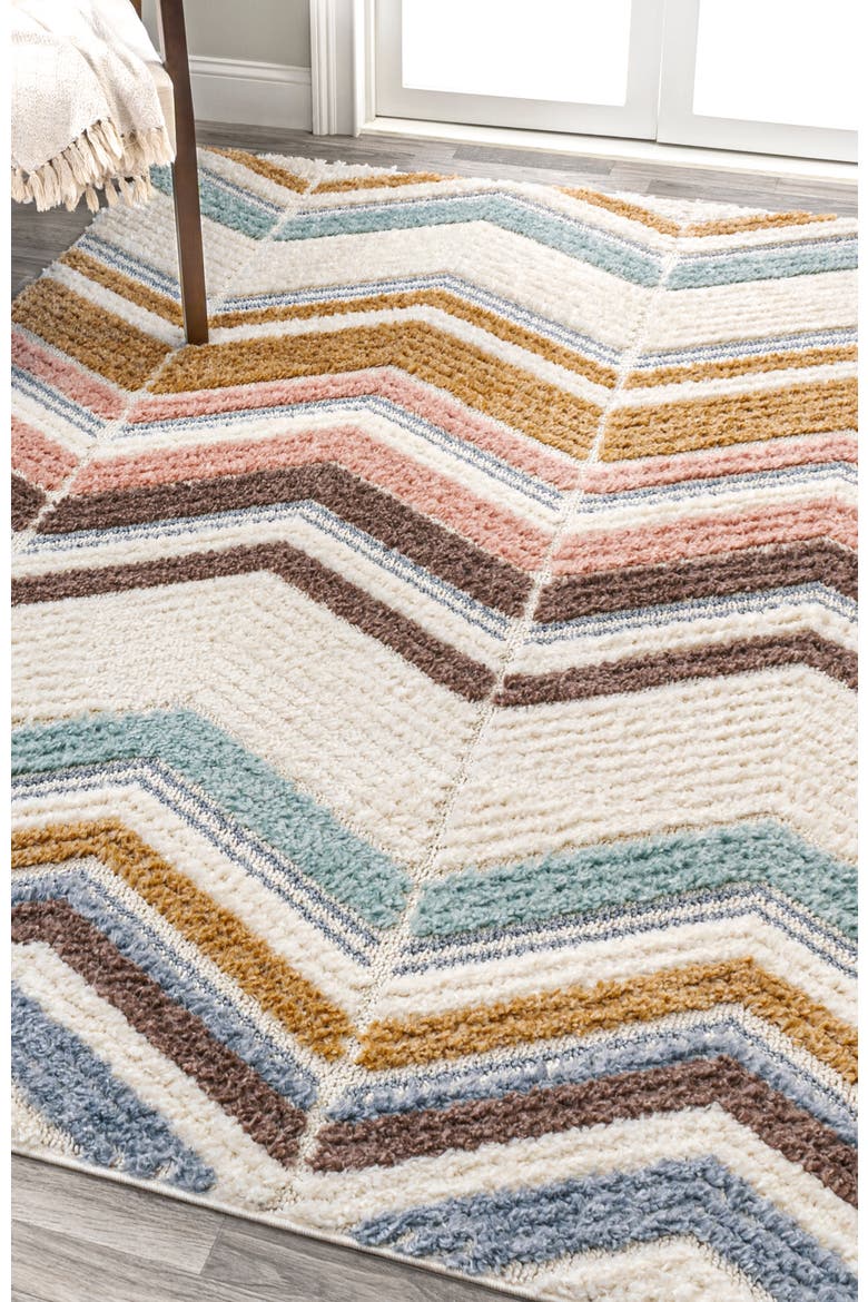 Elin Chevron High-Low Area Rug, Alternate, color, Multi/Cream