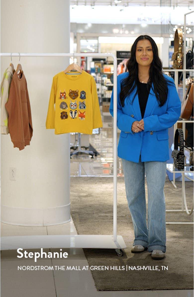 Kids' Embroidered Animals Long Sleeve Cotton Graphic T-Shirt, sales video thumbnail