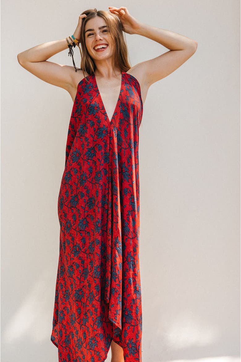 Classic Silk Dress Rhapsody, Main, color, Red