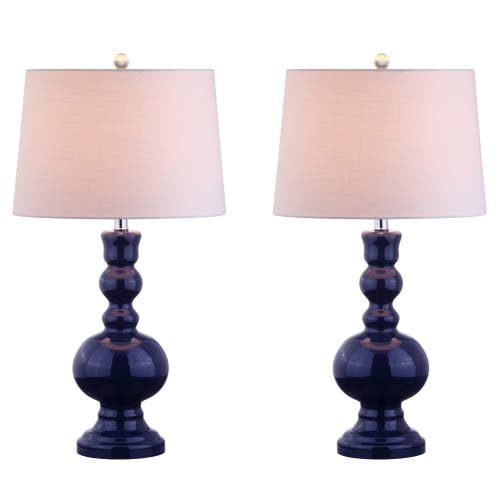 Jonathan Y Genie 28.5" Glass Led Table Lamp In Navy