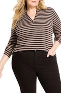 NZT by NIC+ZOE Stripe Long Sleeve Henley T-Shirt