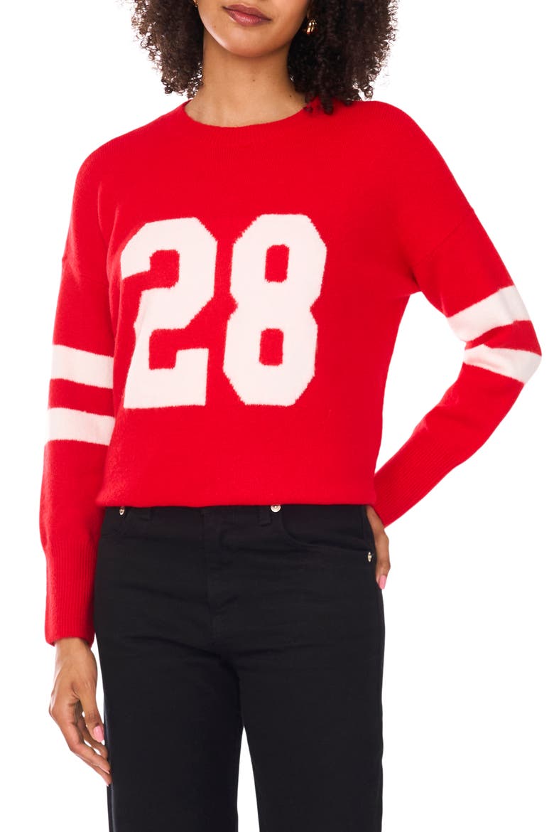 Number 28 Sweater, Main, color, BRIGHT CHERRY SW