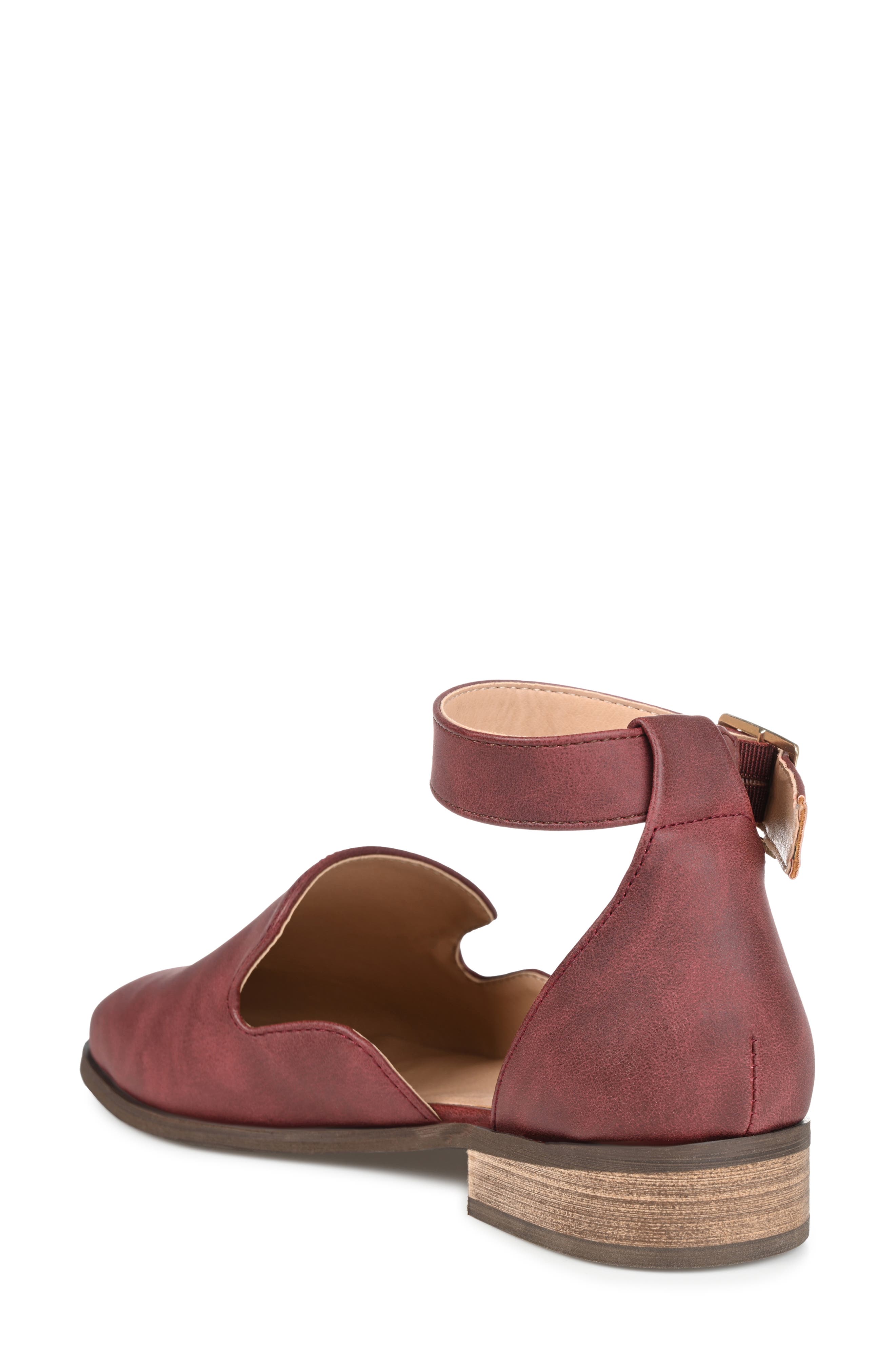Journee Collection JOURNEE Loreta Ankle Buckle Flat, Alternate, color, Wine