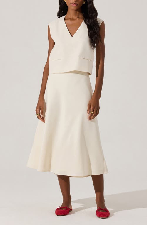 Astr The Label Flared Midi Skirt In Ecru