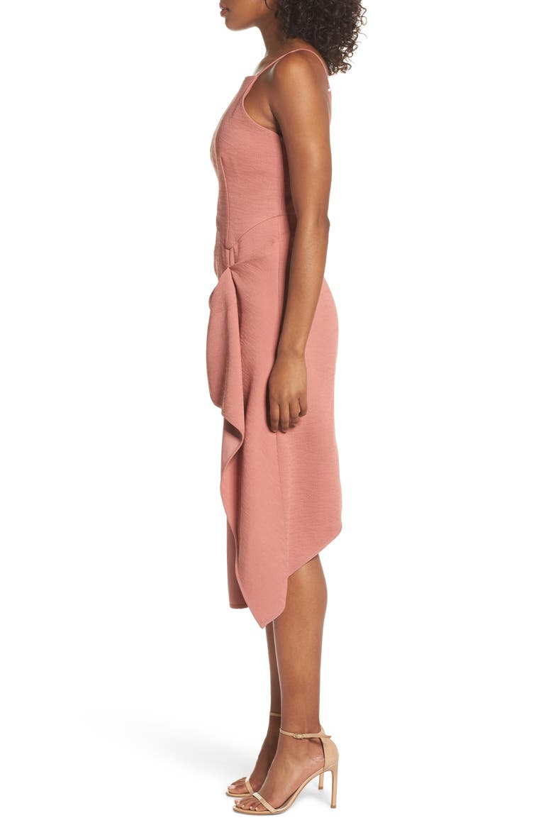 Fluidity Draped Midi Dress, Alternate, color, TERRACOTTA