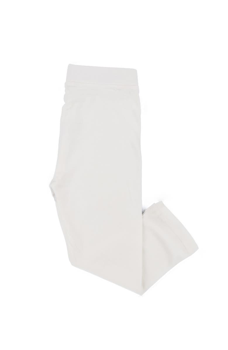 Leveret Girls Cotton Leggings, Solid Colors, Alternate, color, Off White