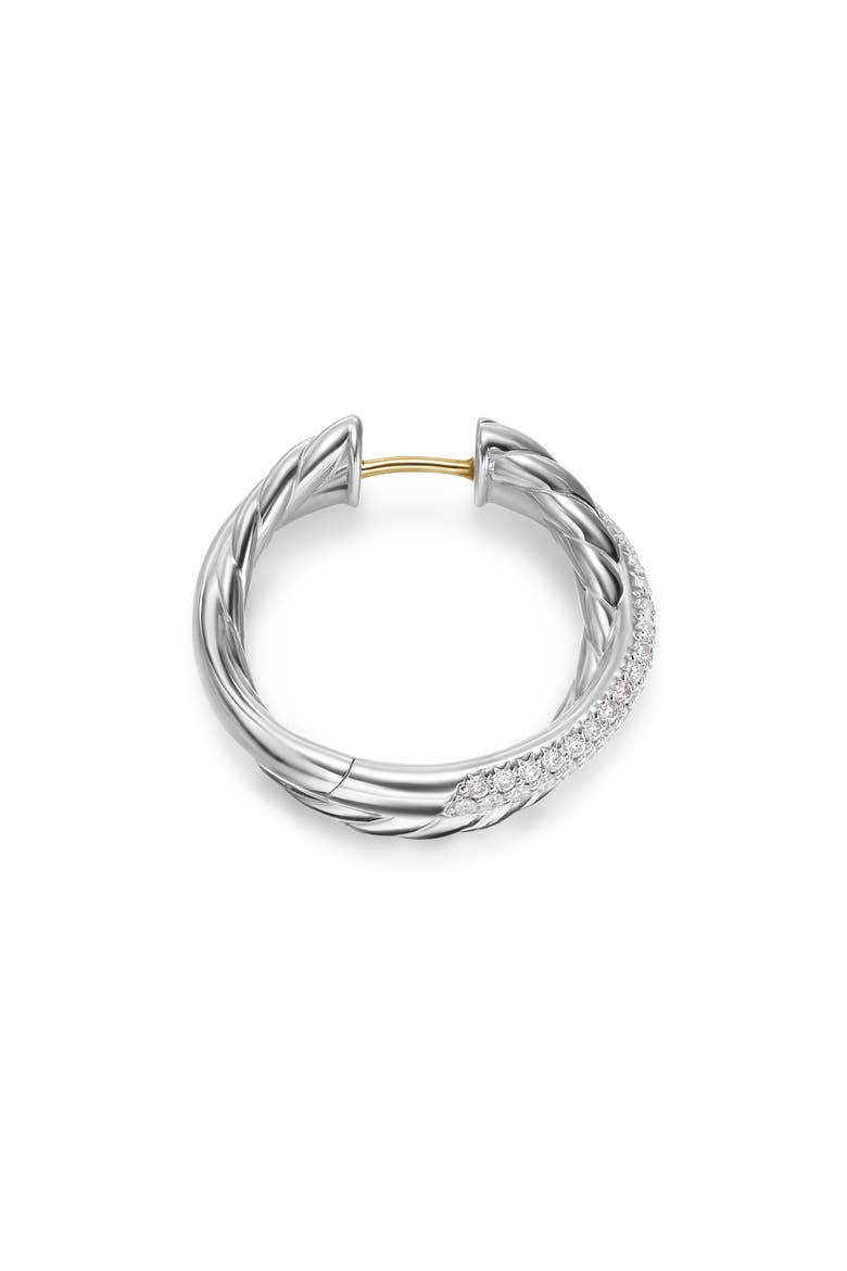 Crossover Hoop Earrings in Sterling Silver with Diamonds, 22.4mm, Alternate, color, STERLING SILVER