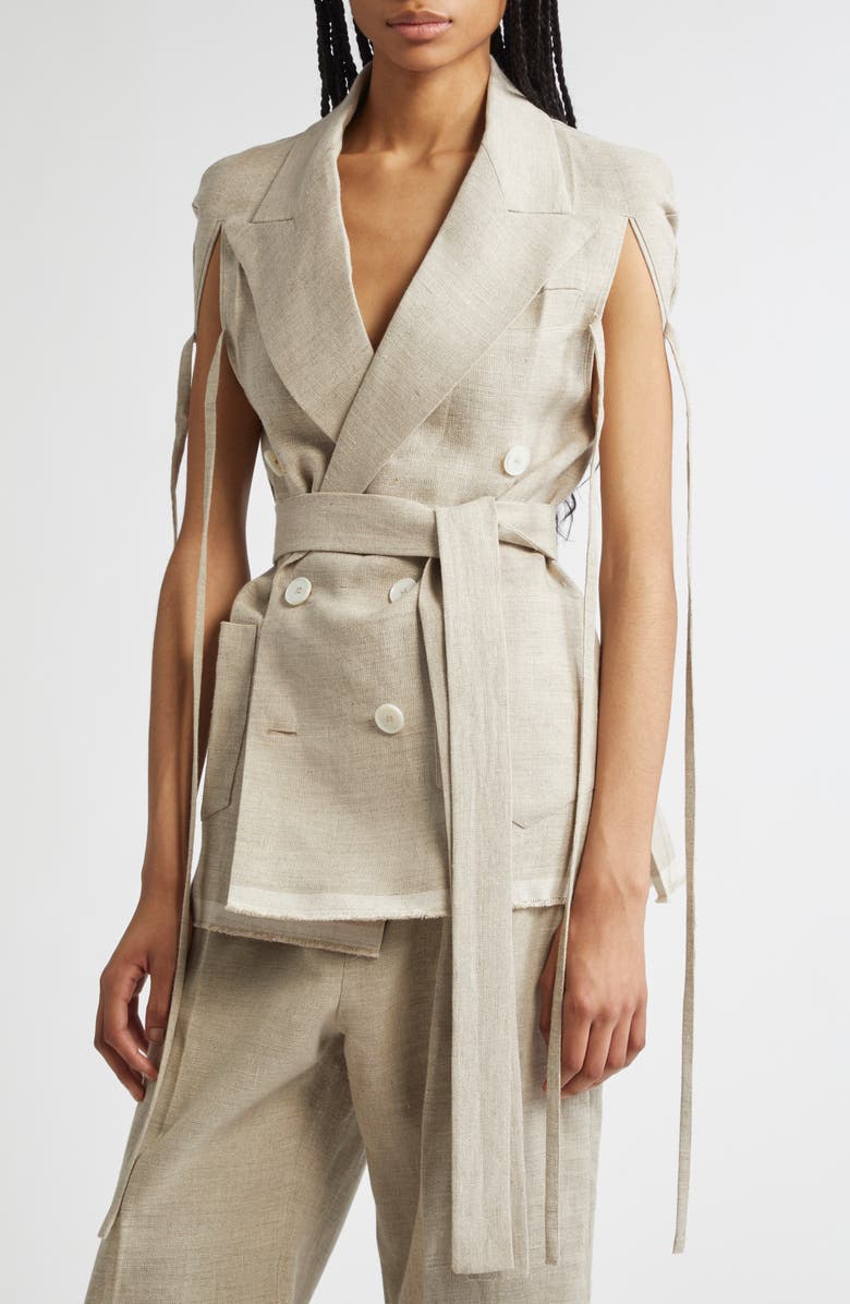 SETCHU Geisha Belted Linen Jacket, Alternate, color, 