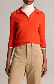 Vince Double Trim Merino Wool & Cashmere Polo Sweater