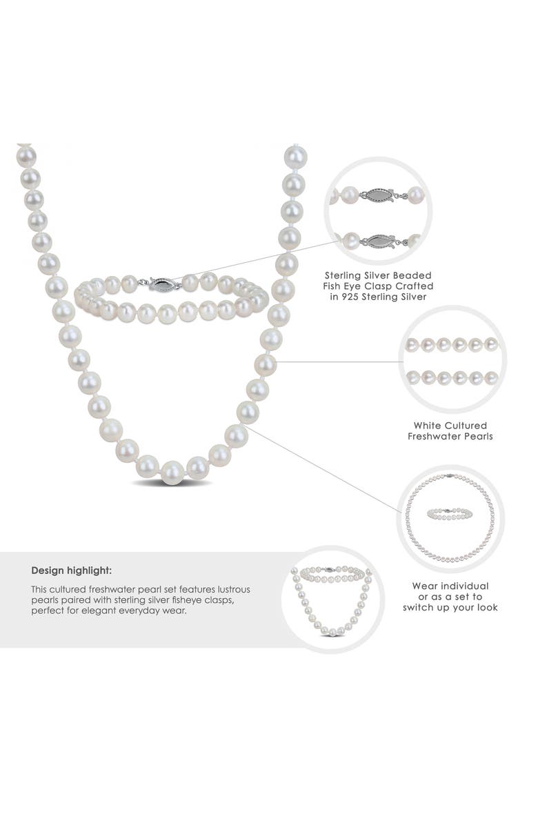 DELMAR 7-7.5mm Cultured Freshwater Pearl Necklace & Bracelet Set, Alternate, color, White