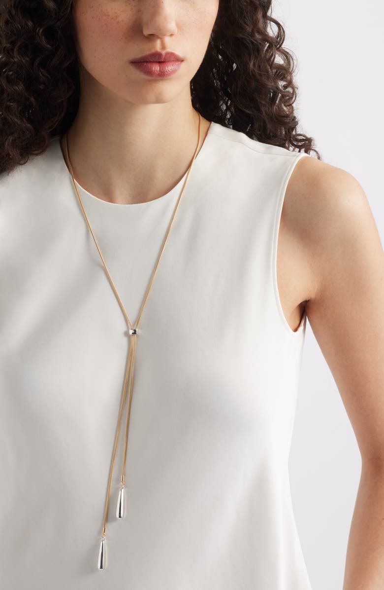 Nordstrom Double Droplet Lariat Necklace, Alternate, color,