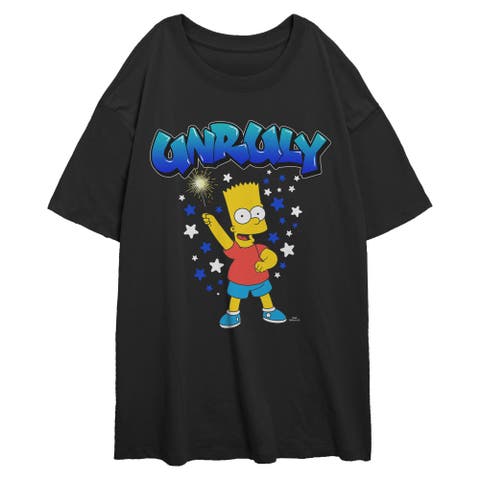 Junior's The Simpsons Bart Unruly Sparkler  Graphic T-Shirt