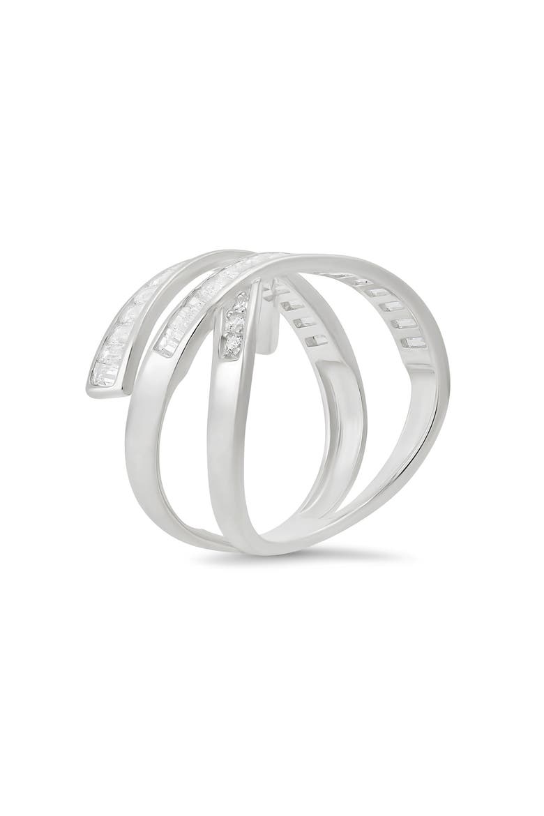 Cubic Zirconia Highway Statement Ring, Alternate, color, SILVER