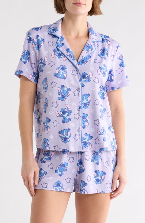 Stitch Notch Collar Short Pajamas