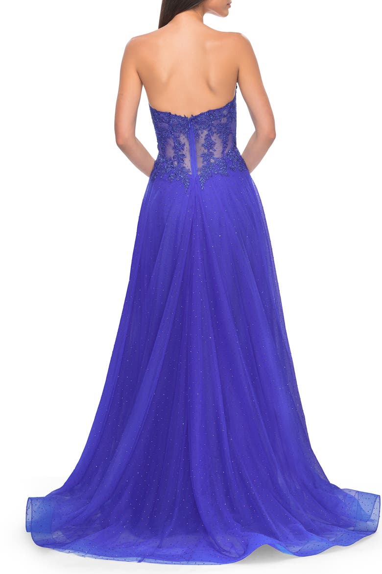A-Line Tulle Ballgown with Lace Illusion Bodice, Alternate, color, Royal Blue