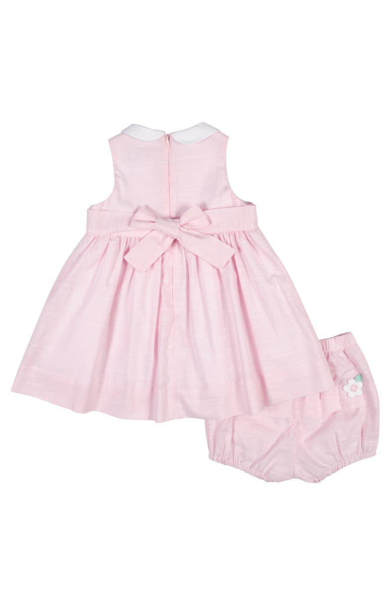 Florence Eiseman Linen-Look Dress & Bloomer With Flowers, Alternate, color, Pink
