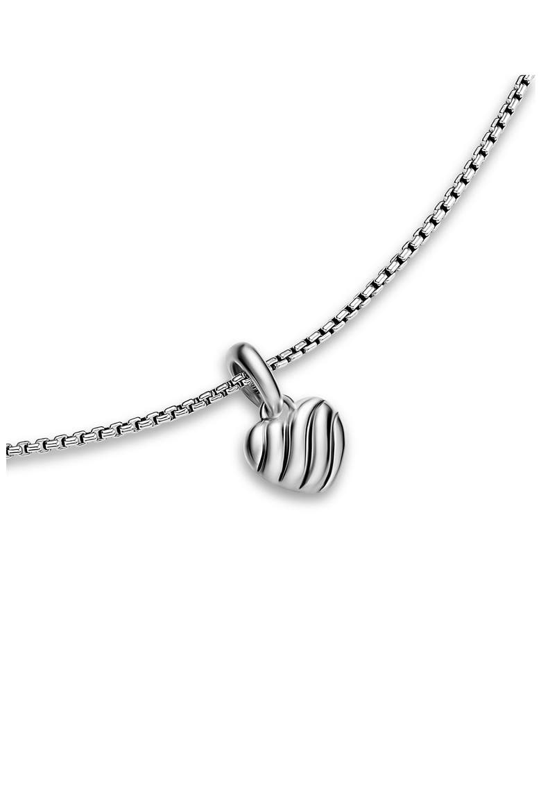 Petite Puffy Cable Heart Necklace in Sterling Silver, 7.4mm, Alternate, color, SILVER