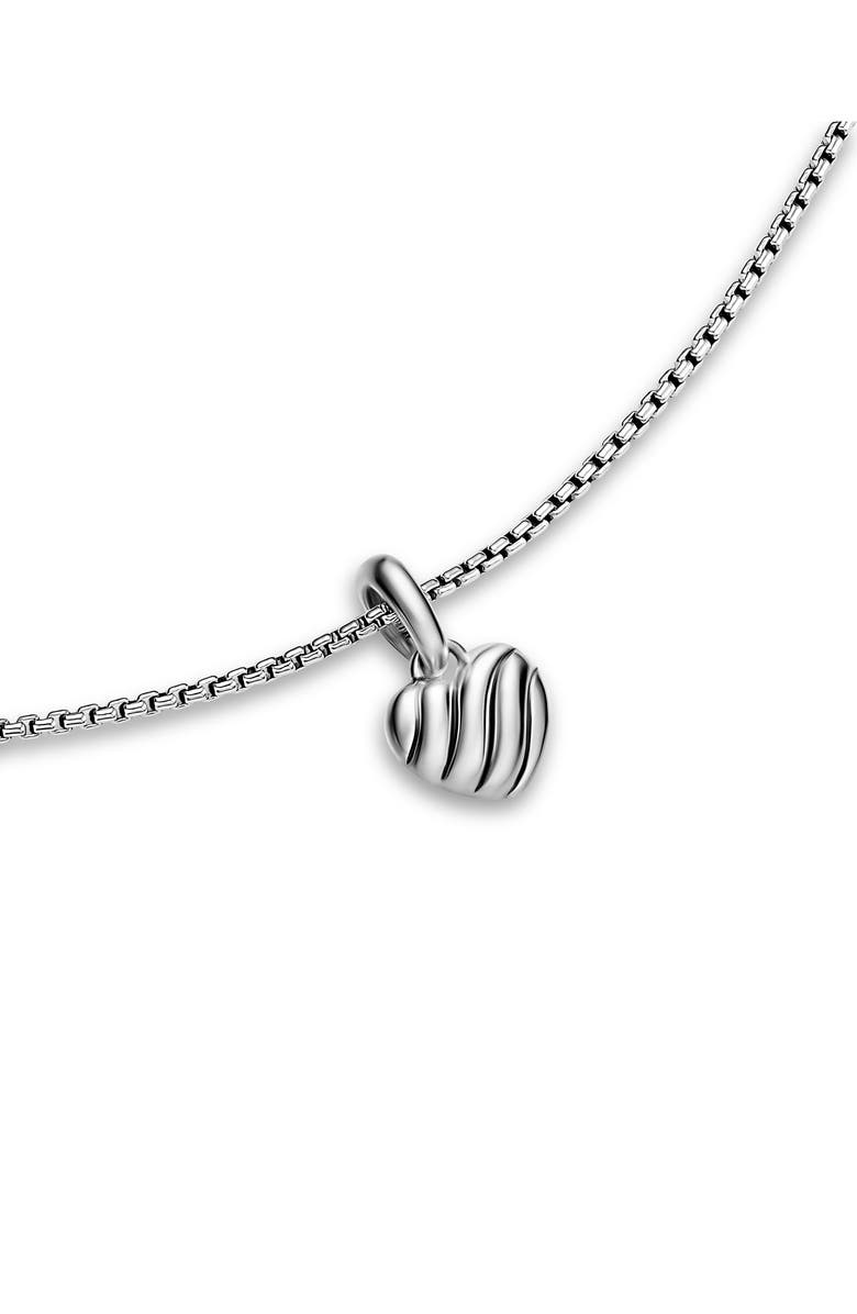 David Yurman Petite Puffy Cable Heart Necklace in Sterling Silver, 7.4mm, Alternate, color, Silver
