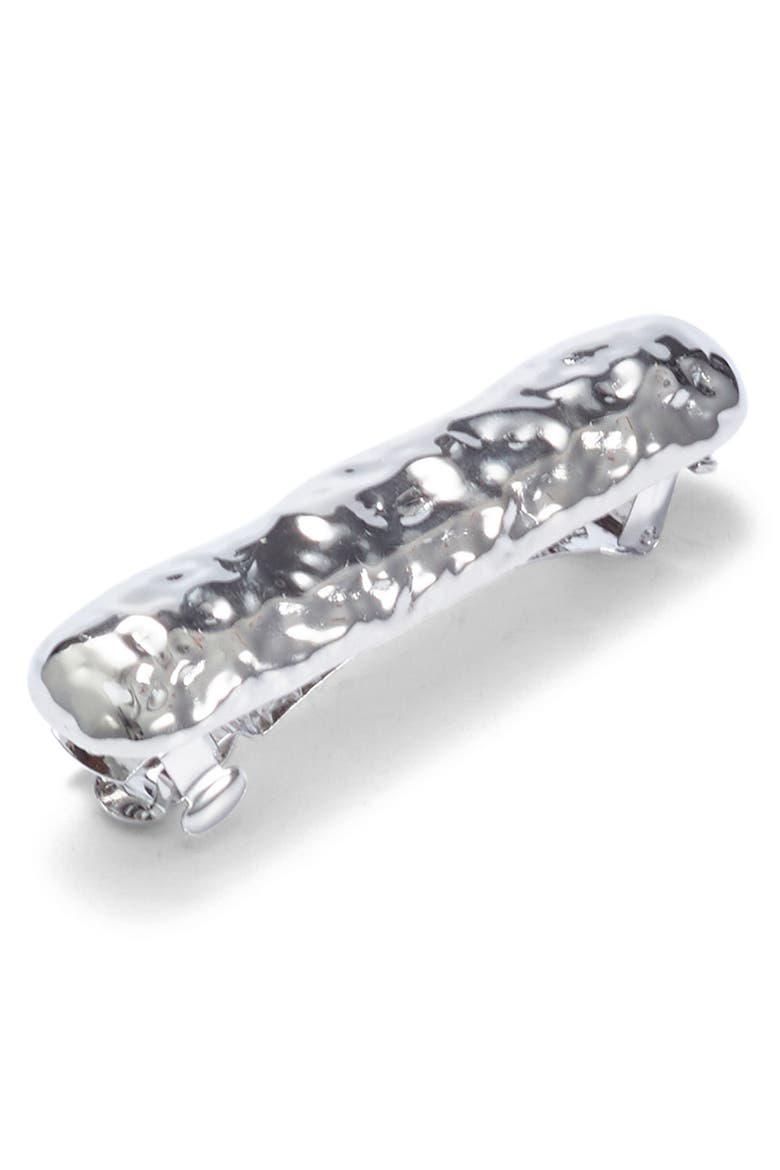 Hammered Bar Barrette, Main, color, RHODIUM