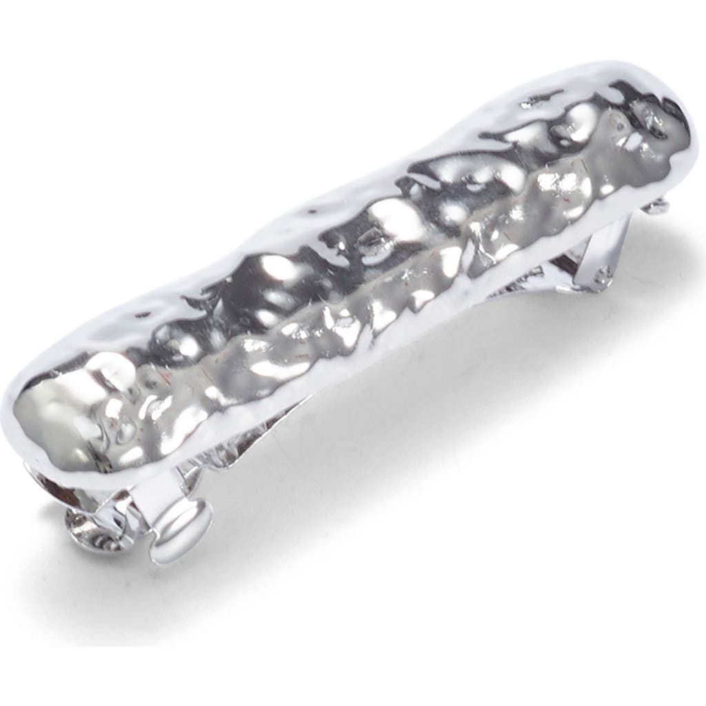 Lelet Ny Hammered Brass Bar Barrette In Rhodium