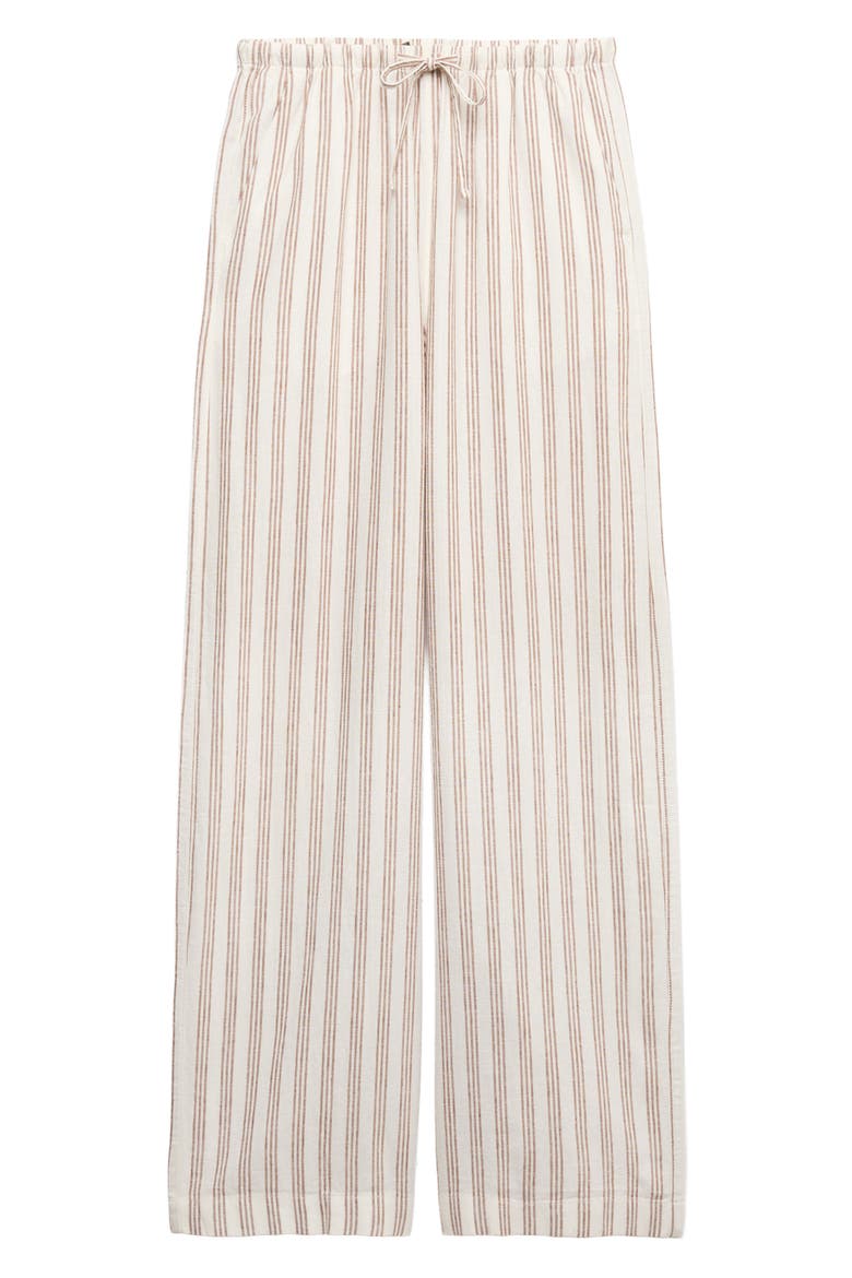 Wide Leg Linen Blend Pants, Alternate, color, BROWN/ MULTI