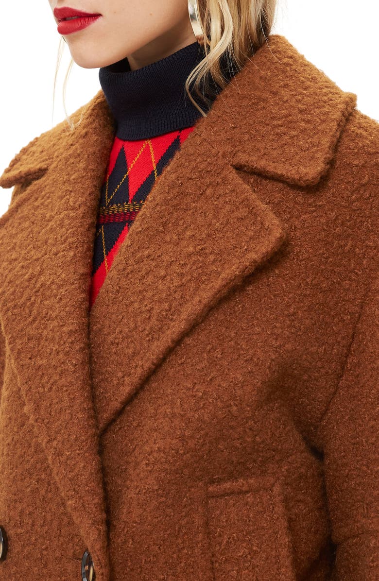 Topshop Bouclé Button Front Coat, Alternate, color, 