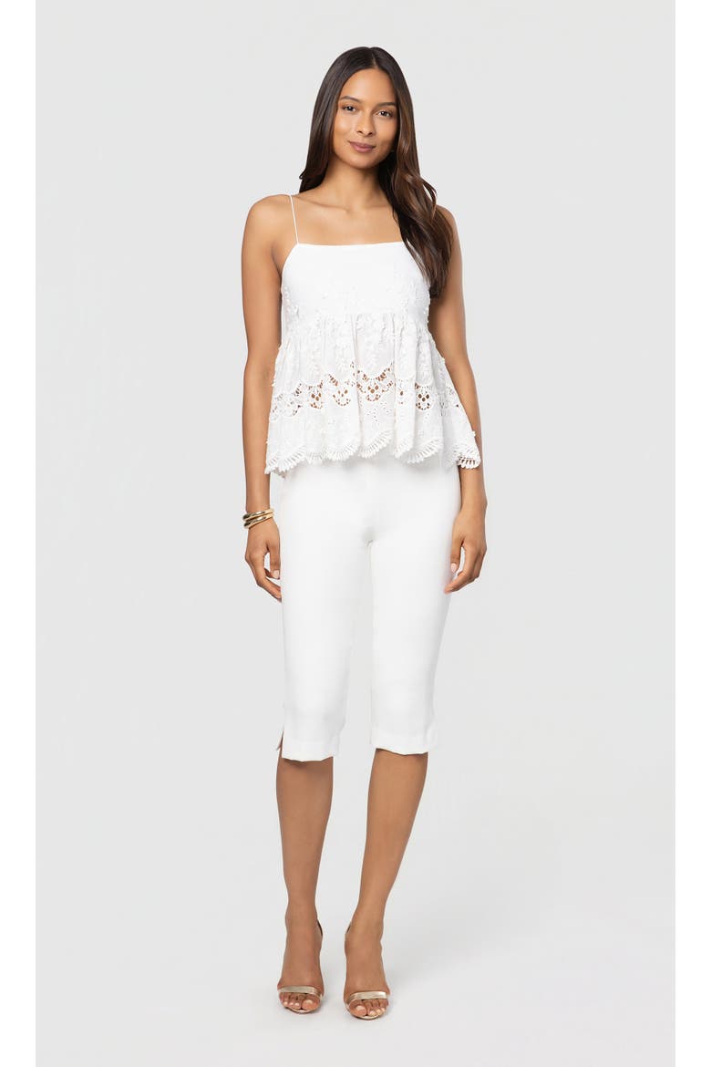 Rosina Crepe Capri Pants, Alternate, color, White
