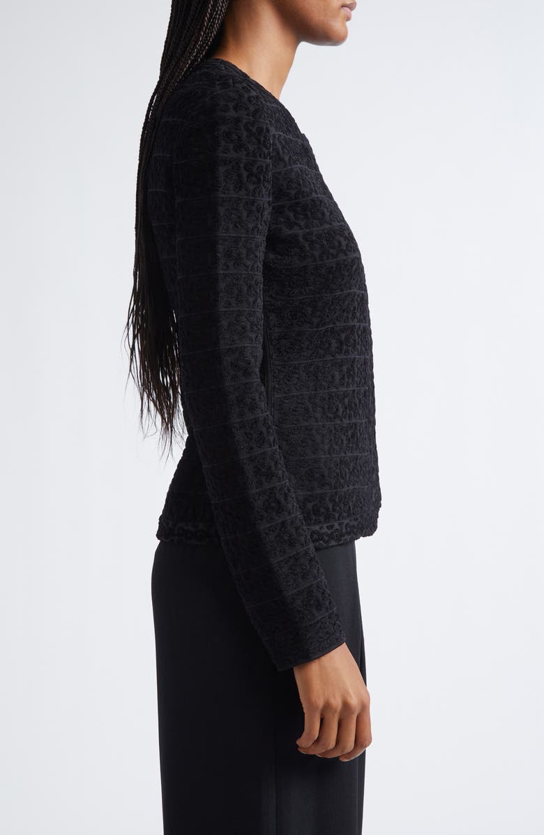 Emporio Armani Asymmetric Velvet Jacket, Alternate, color, Black Multi