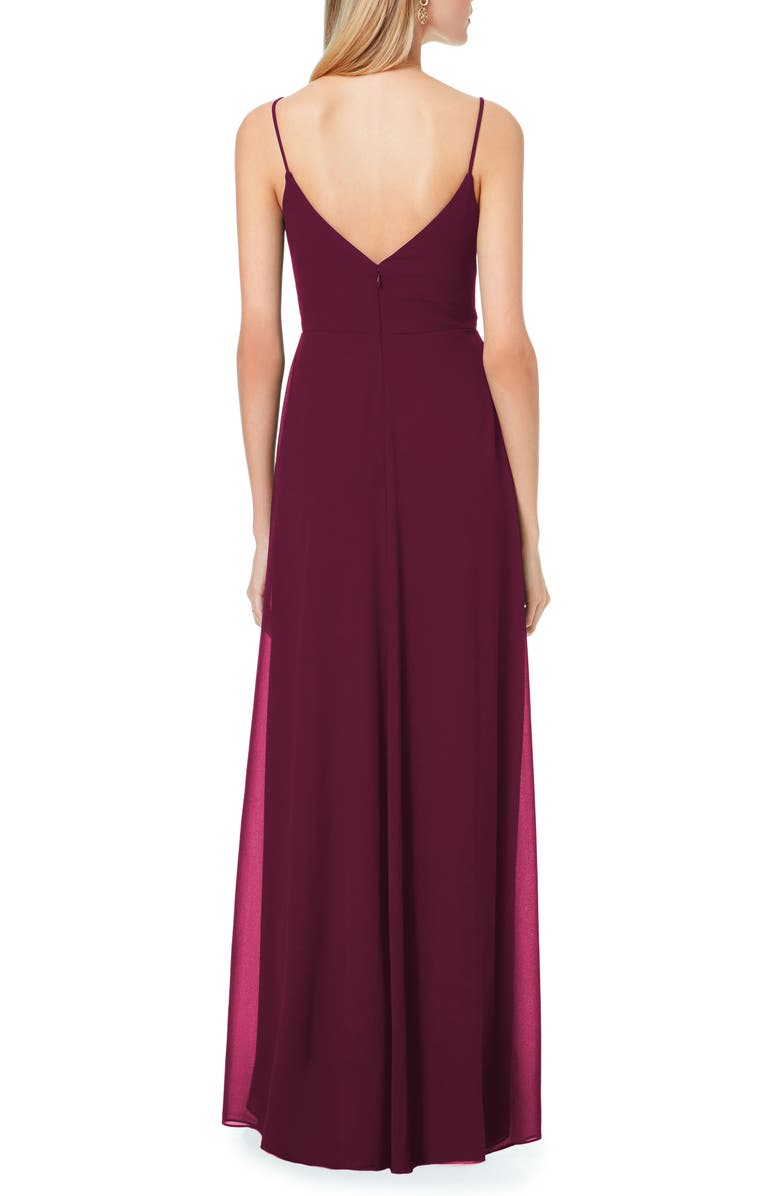 #Levkoff Surplice Neck Chiffon A-Line Gown, Alternate, color, 