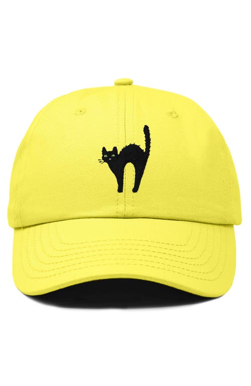Dalix Black Cat Embroidered Casual Hat In Yellow