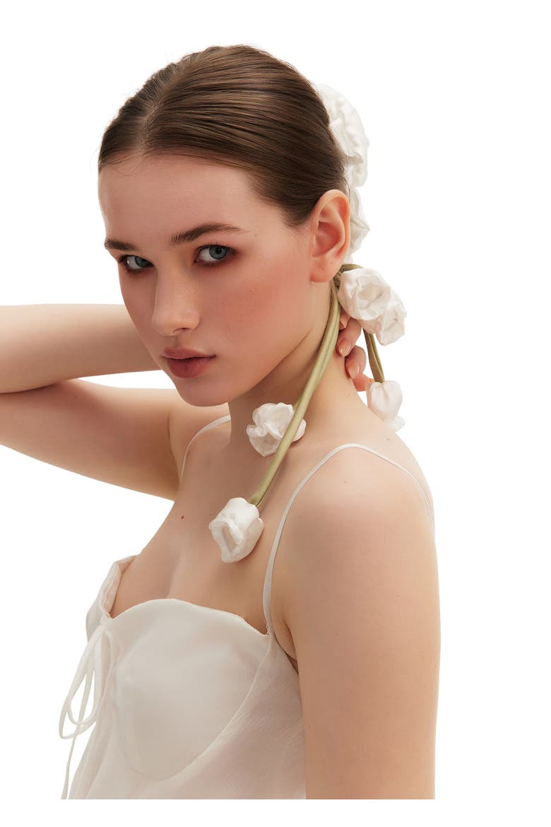 Lily of the Valley Silk Hair Tie Scrunchie, Alternate, color, White