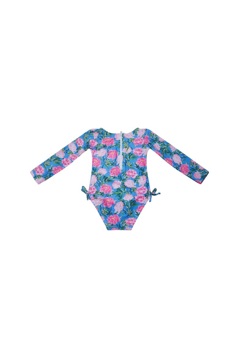 Girl's UPF 50+ Charlie Long SleeveRash Guard Swimsuit, Alternate, color, Peony Patch