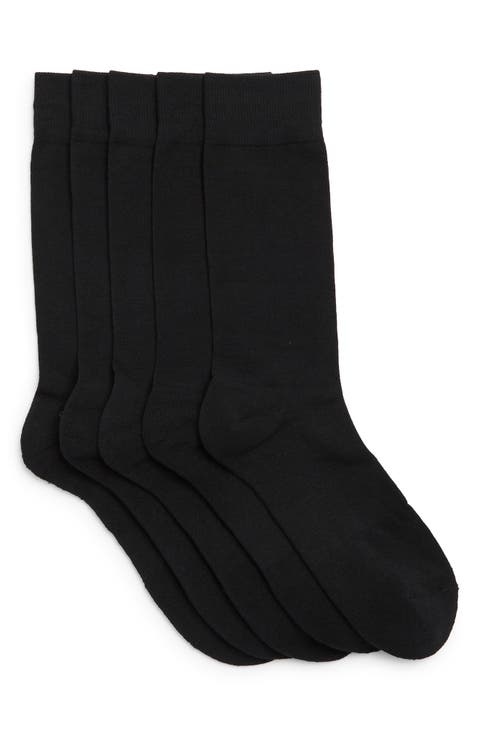 Cushioned 5-Pack Solid Crew Socks