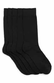 NORDSTROM RACK Cushioned 5-Pack Solid Crew Socks