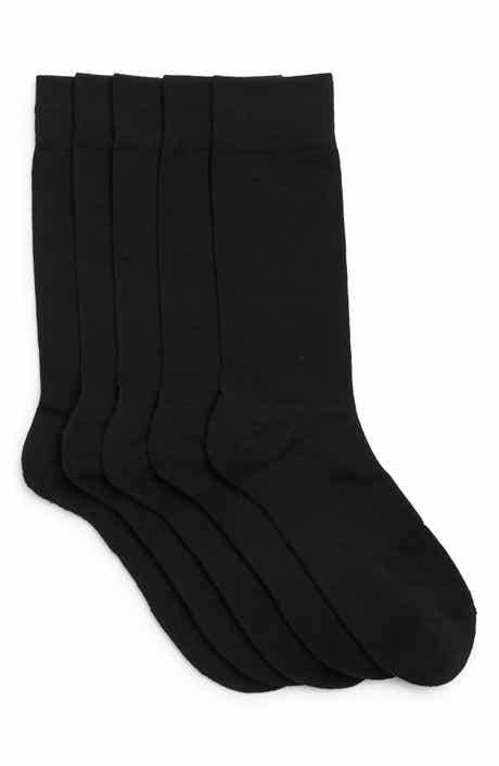NORDSTROM RACK Cushioned 5-Pack Solid Crew Socks