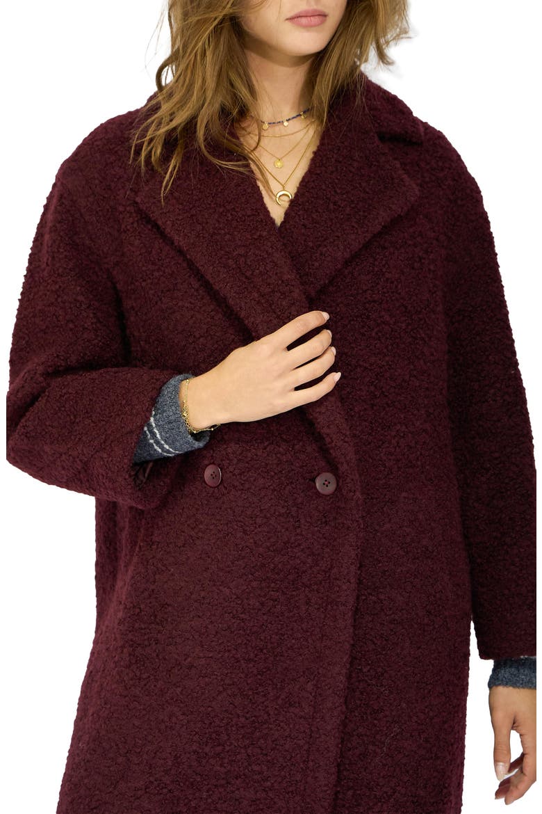 Winter Valley Double-breasted Cocoon Coat, Alternate, color, BURGUNDY