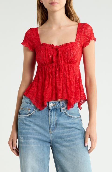 Piper Asymmetric Hem Stretch Lace Top