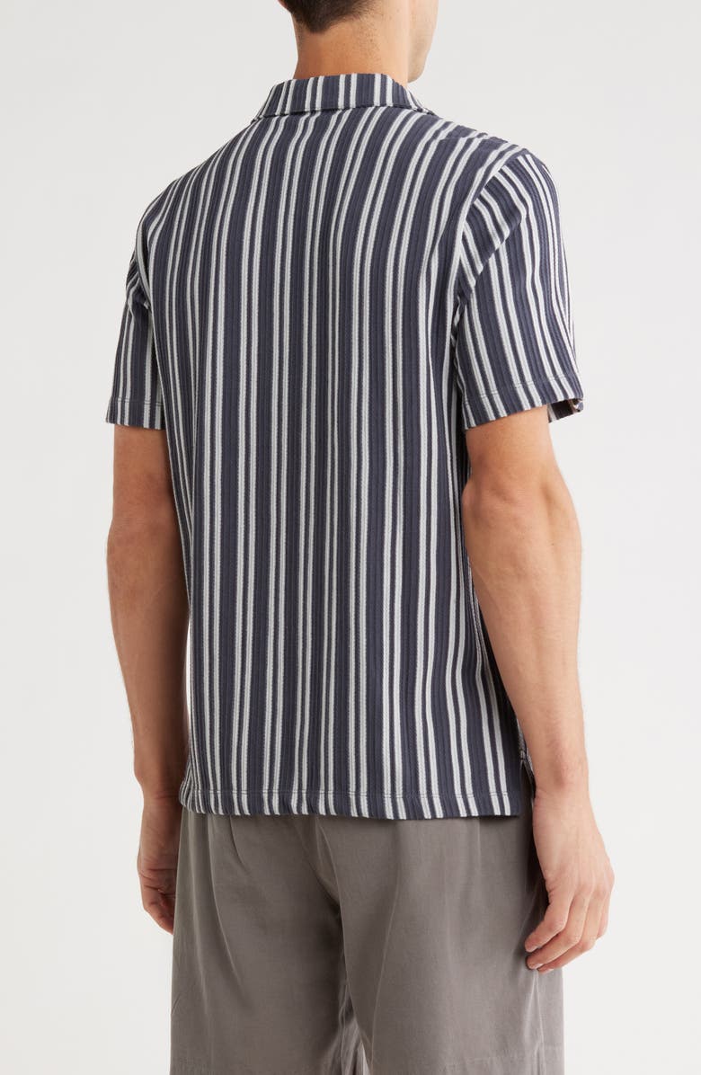 Elie Tahari Stripe Jacquard Camp Shirt, Alternate, color, Indigo Blue White Stripe
