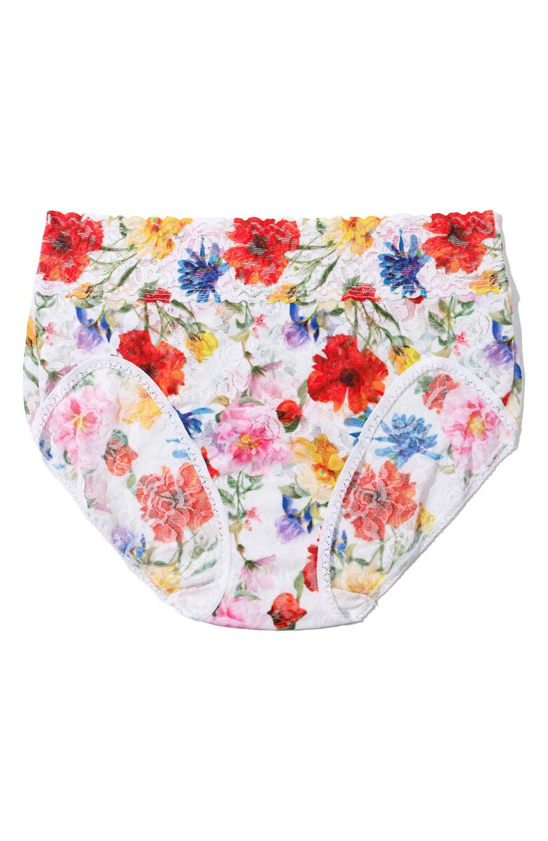 Hanky Panky Print Lace Briefs, Alternate, color, Meadow Mix