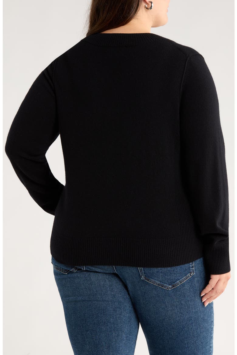 V-Neck Wool & Cashmere Sweater, Alternate, color, BLACK ROCK