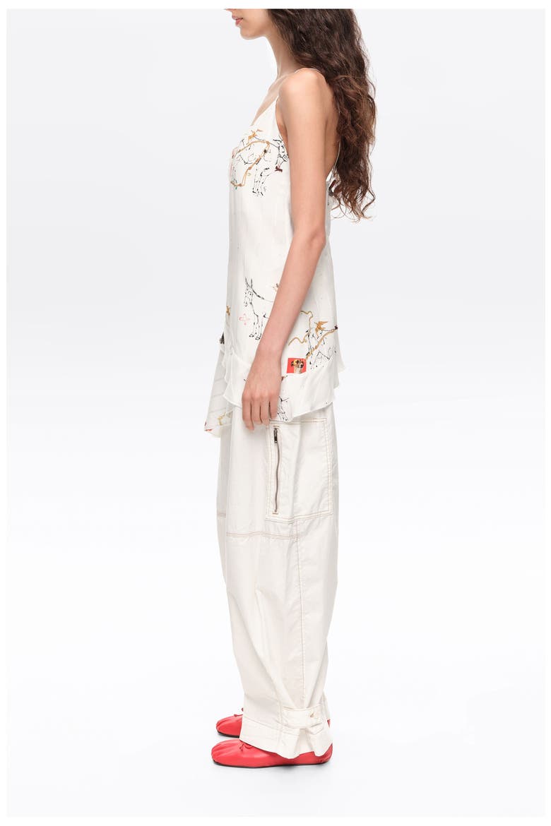Ruffled A-Line Vest Top, Alternate, color, COLLAGE ANIMAL CHAIN