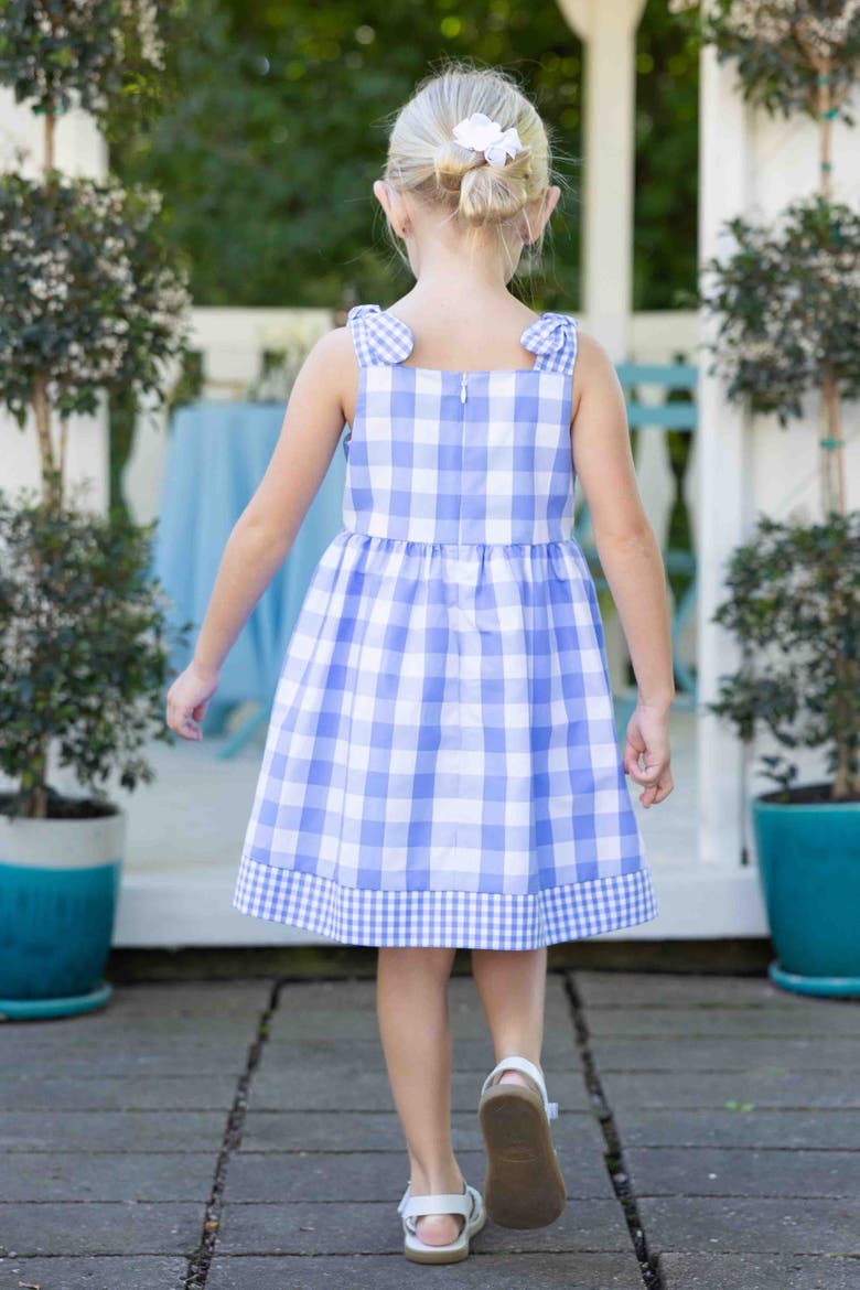 Gingham Dress With Flower Cherries, Alternate, color, Blue/White