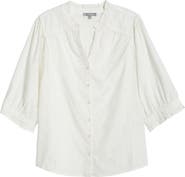 Wit & Wisdom Below Eyelet Lantern Sleeve Top