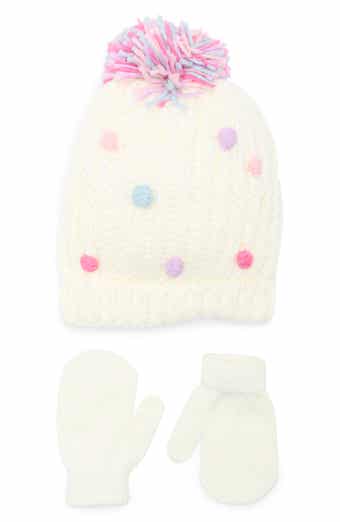 Capelli New York Pompom Knit Cap & Mittens Set