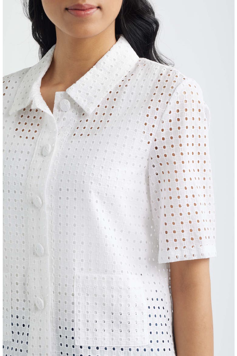 Eyelet Embroidery Woven Shirt, Alternate, color, BRIGHT WHITE