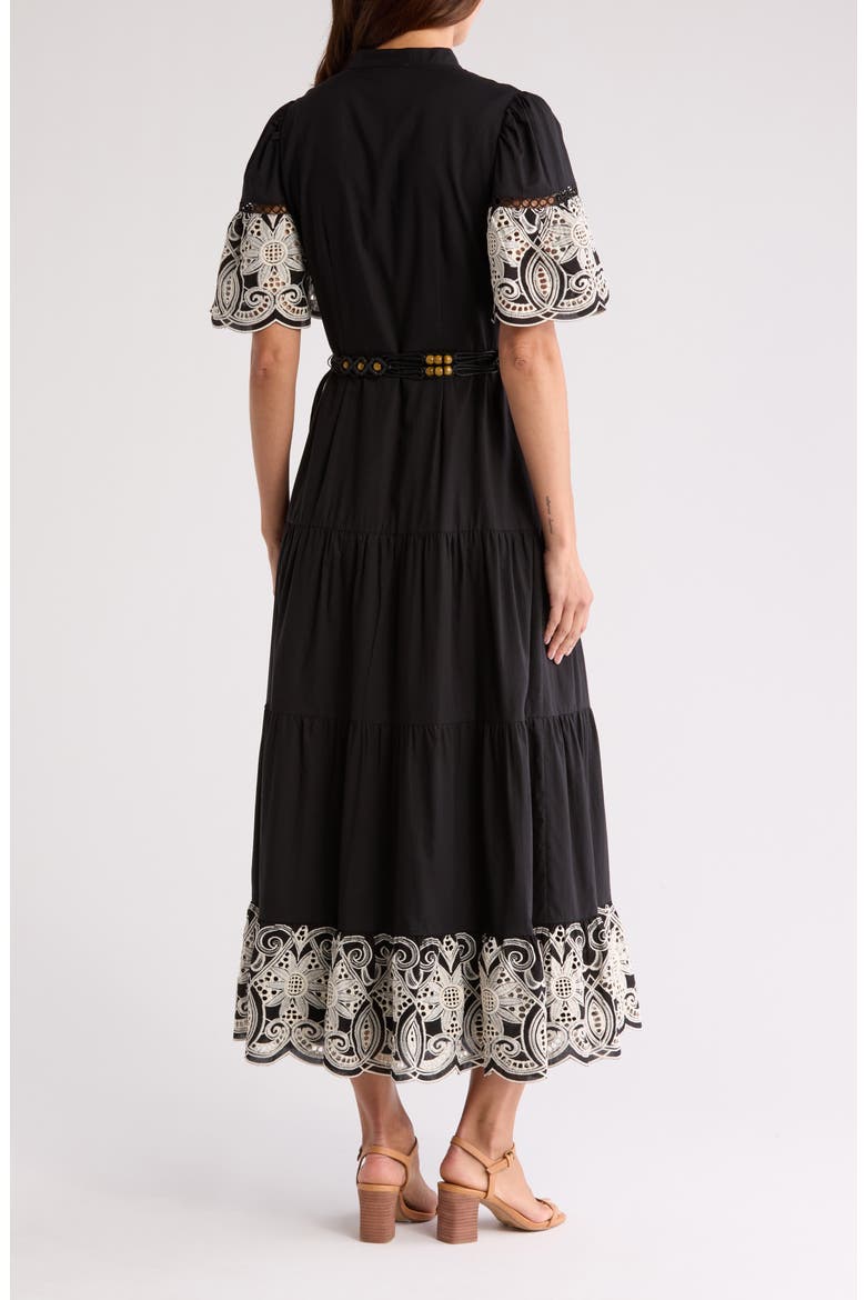 Southampton Embroidered Maxi Dress, Alternate, color, BLACK/ GARDENIA