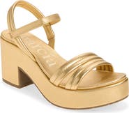 Pedro Garcia Dixie Platform Metallic Leather Sandal