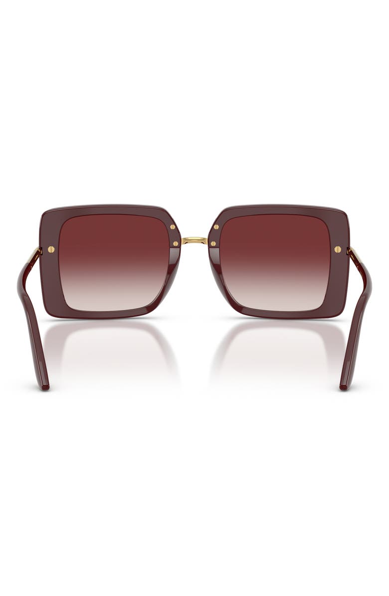 Dolce&Gabbana 52mm Gradient Square Sunglasses, Alternate, color, Bordeaux