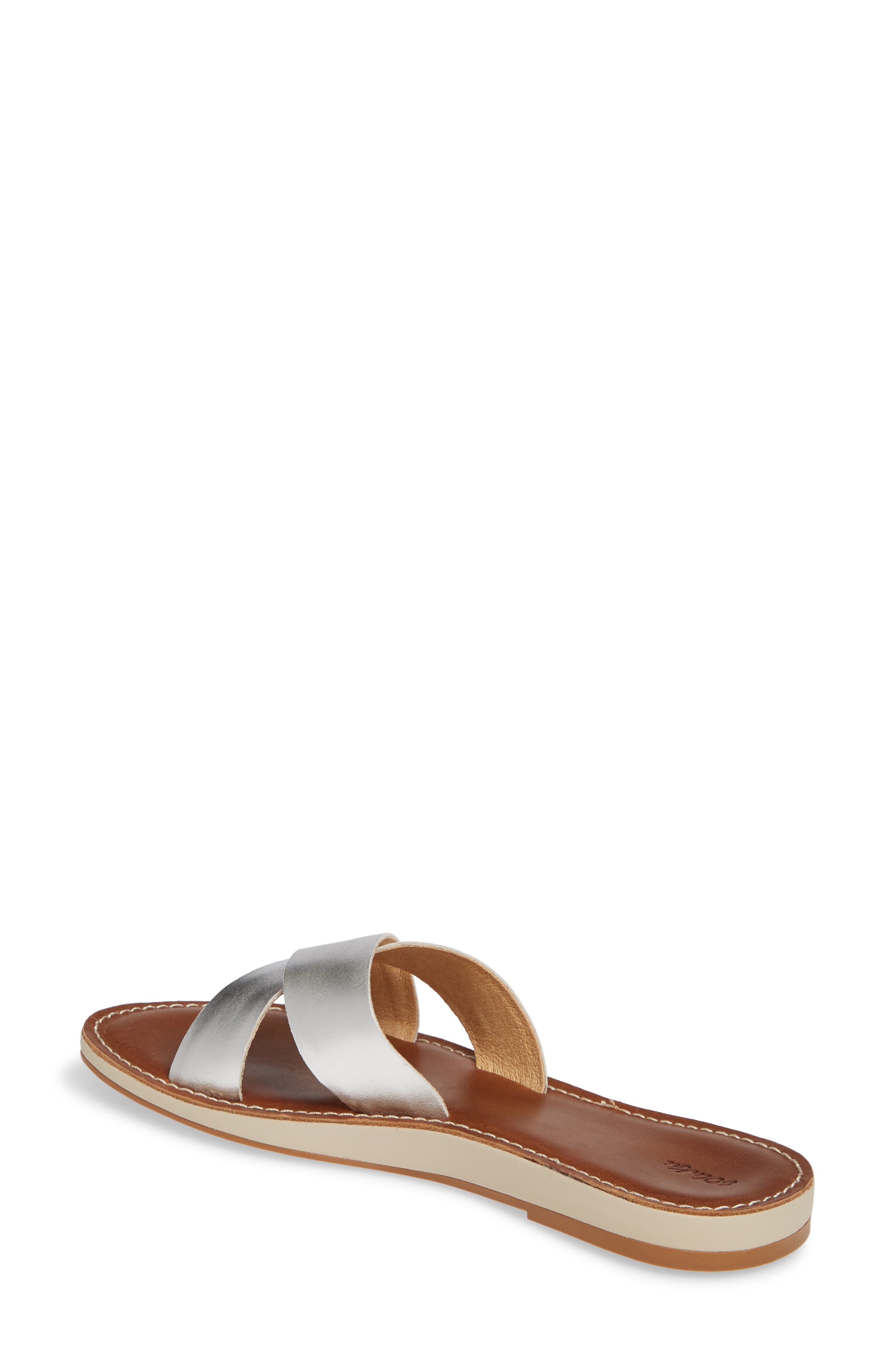 Ke'a Slide Sandal, Alternate, color, SILVER/ TAN LEATHER
